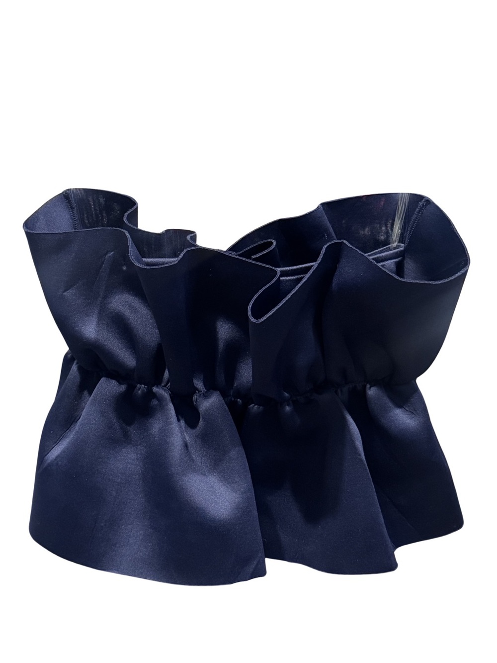 NWT Cloud Ten Navy Satin Ruffle Strapless Tube Crop Top Women’s S $48 - Picture 2 of 10